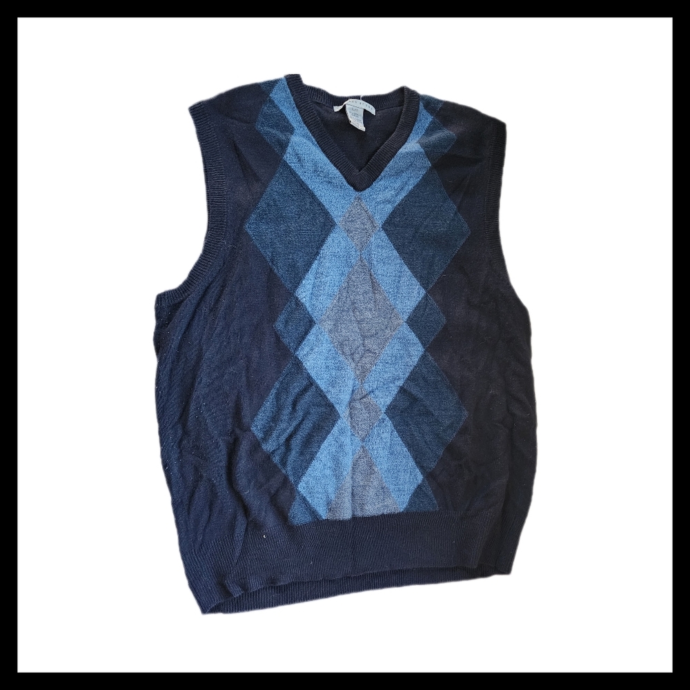 Men's Navy Argyle Sweater Vest